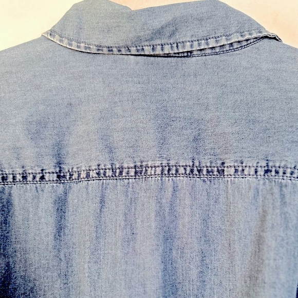 St John’s Bay NWOT Soft Button Down Jean Dress Adjustable Sleeves Sz S - Picture 7 of 14